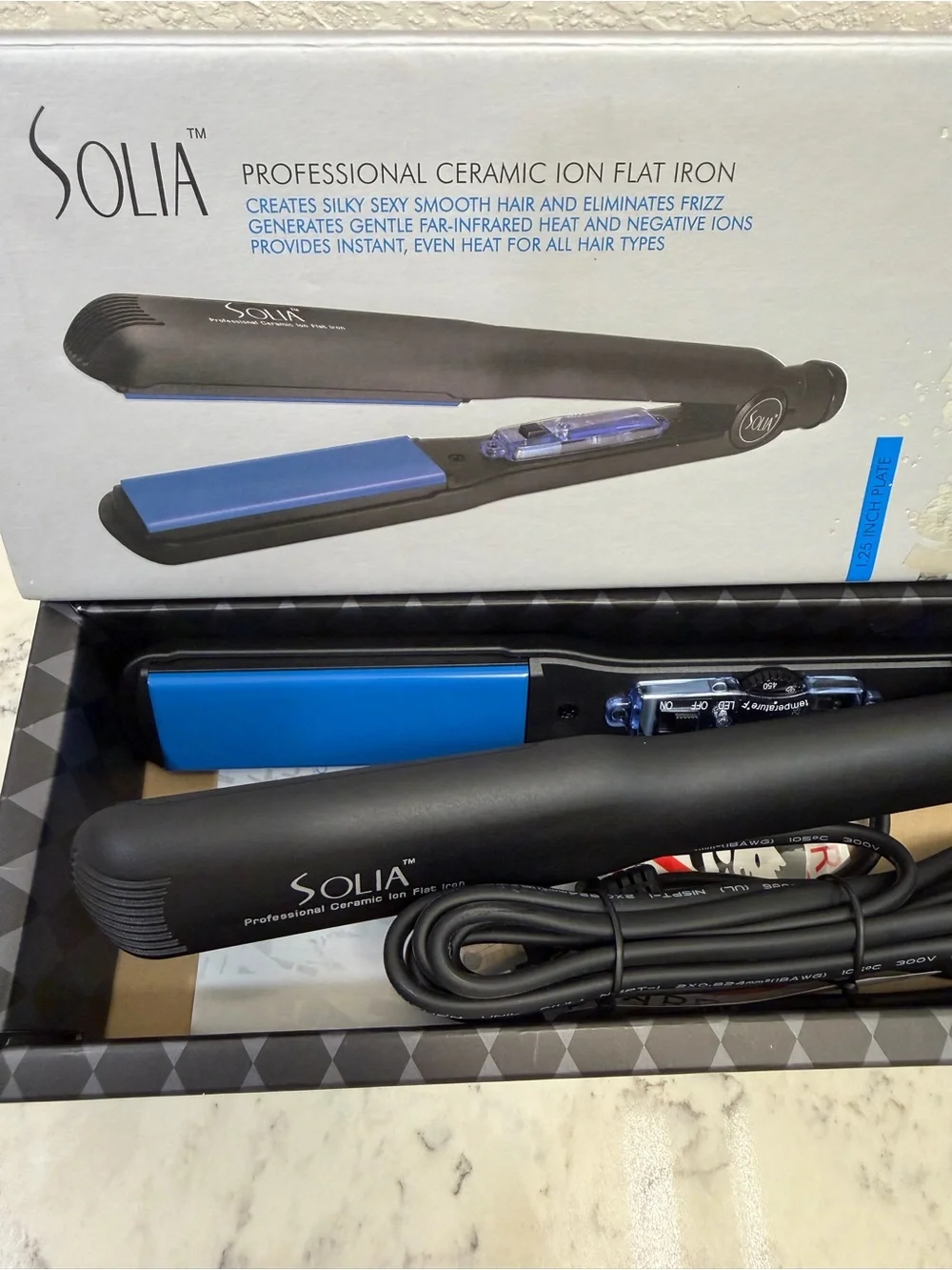 Solia ST114 Professional Ceramic Ion Flat Iron 1.25” Made in Korea Open Box